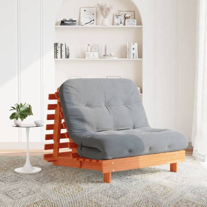 Canapé-lit futon avec matelas - Lit de Jour 100x206x11 cm - Bois massif de pin,23,75 Kg 2312