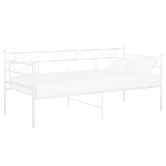 Prime* Cadre de lit Banquette 2 en 1 Lit Simple 90x200 cm Cadre de canapé-lit Contemporain - Blanc Métal 206,5x95x89,5cm 14158