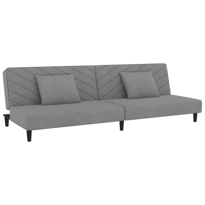 Magnifique Canapé-lit à 2 places avec deux oreillers Gris clair Velours SS0000256960