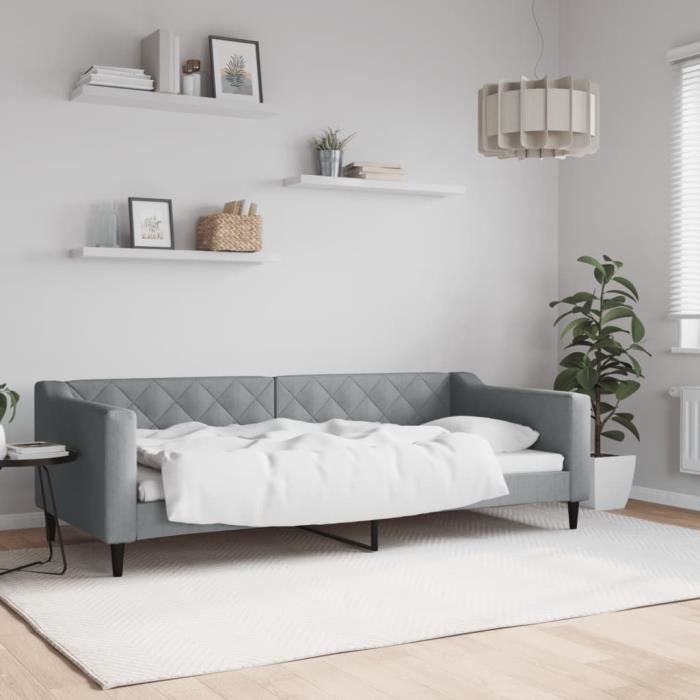 Lit supersleep - Lit de repos gris clair 90x200 cm Tissu 223x100x67 cm