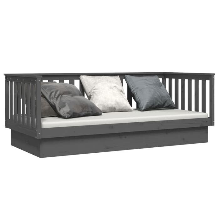 Lit banquette 2 places - Canapé/Lit de jour - multifonctionnel - gris 90x200 cm bois de pin massif CAL4371272