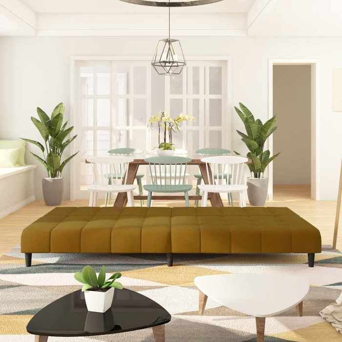 Lit banquette 2 places - convertible - Canapé-lit à 2 places marron velours CAL5701274