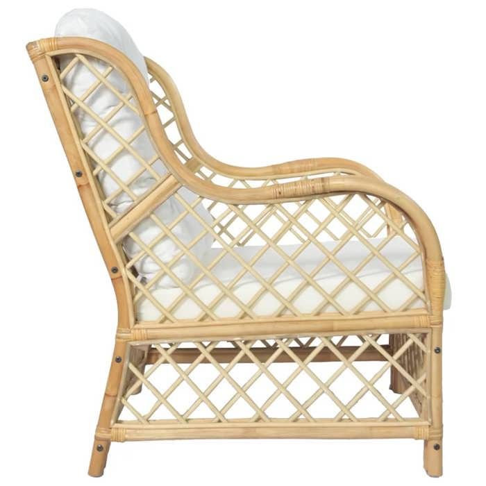 Lit banquette 2 places - convertible - Canapé avec coussin Rotin naturel et lin CAL9032182