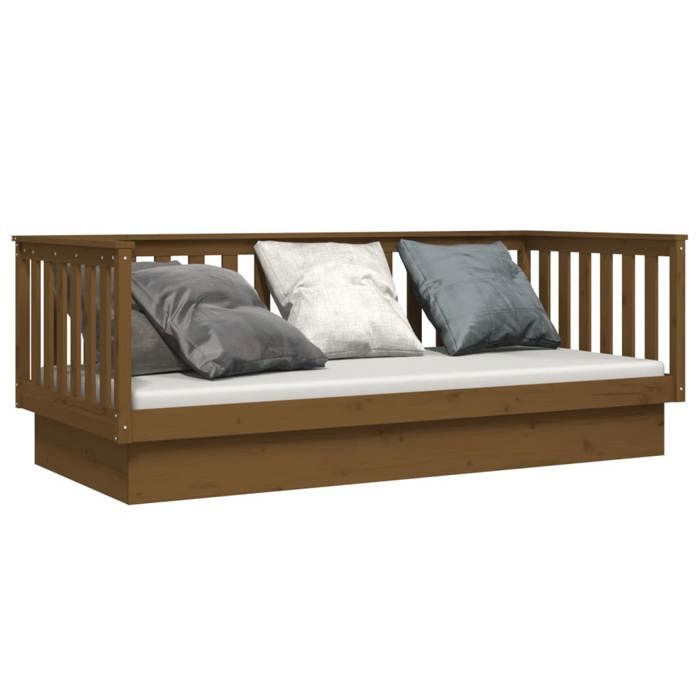 Lit banquette 2 places - Canapé/Lit de jour - multifonctionnel - marron miel 100x200 cm bois pin massif CAL7136757