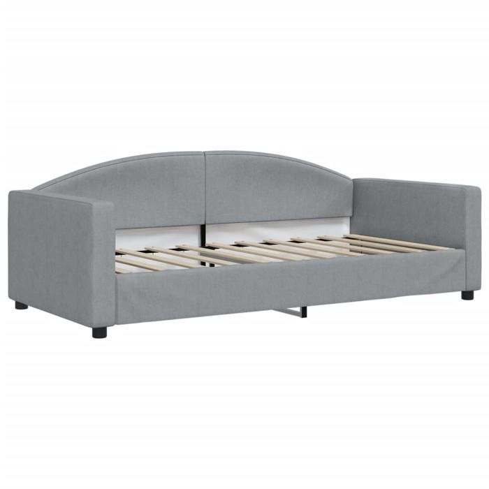 Lit banquette 2 places - Canapé/Lit de jour matelas inclus - multifonctionnel - gris clair 90x190 cm tissu CAL224716