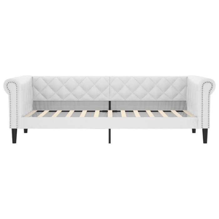 Lit banquette 2 places - Canapé/Lit de jour - multifonctionnel - blanc 90x200 cm similicuir CAL1478539