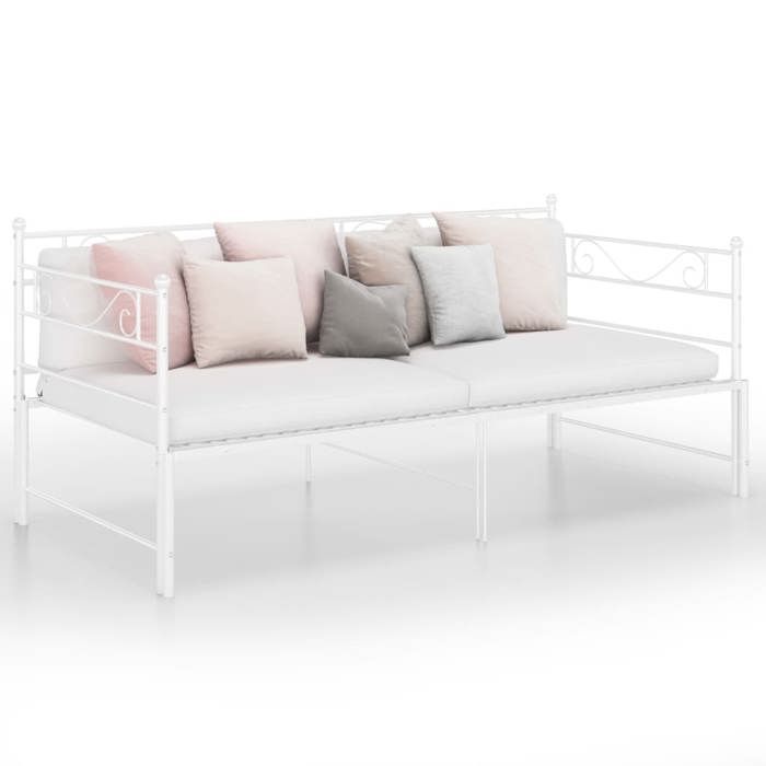 CLOUD*NEW Cadre de canapé-lit extensible - blanc Métal - 90x200 cm - 1 Place - 23,5 Kg 9901