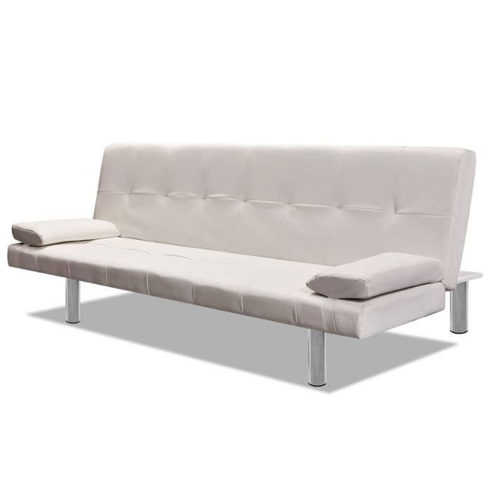 CLOUD Canapé-lit UNIQUE - Canapé convertible Sofa relax réglable avec deux oreillers Similicuir Blanc crème CHYNEW8099902
