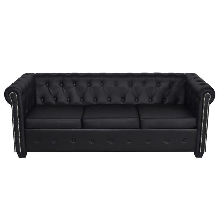 CLOUD Canapé Chesterfield à 3 places cuir synthétique noir CHYNEW8711451