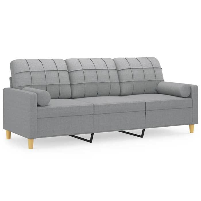 CLOUD Canapé 3 places avec oreillers gris clair 180 cm tissu CHYNEW4235925