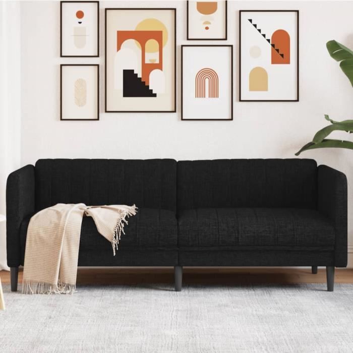 Canapé salon séjour | Canapé à 3 places | noir tissu 193x76,5x74,5 cm