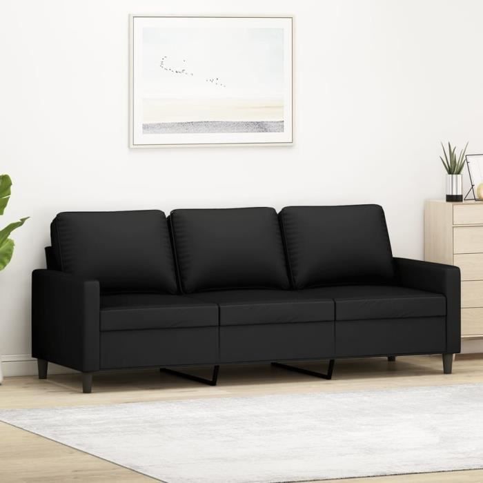Canapé salon séjour | Canapé à 3 places | Noir 180 cm Velours 198x77x80 cm