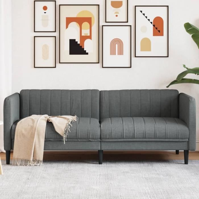 Canapé salon séjour | Canapé à 3 places | gris foncé tissu 193x76,5x74,5 cm
