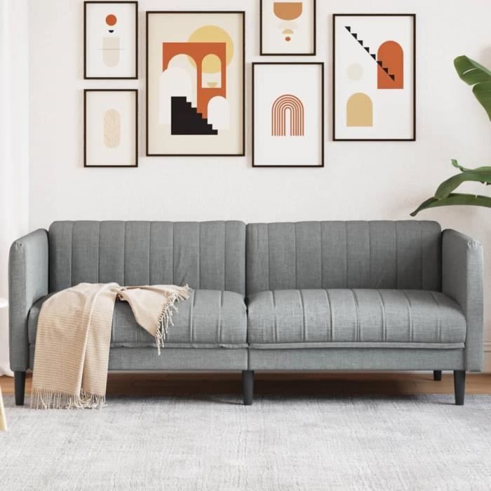 Canapé salon séjour | Canapé à 3 places | gris clair tissu 193x76,5x74,5 cm