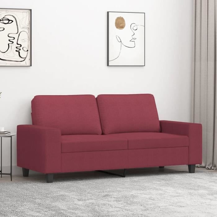 Canapé salon séjour | Canapé à 2 places | Rouge bordeaux 140 cm Tissu 174x77x80 cm