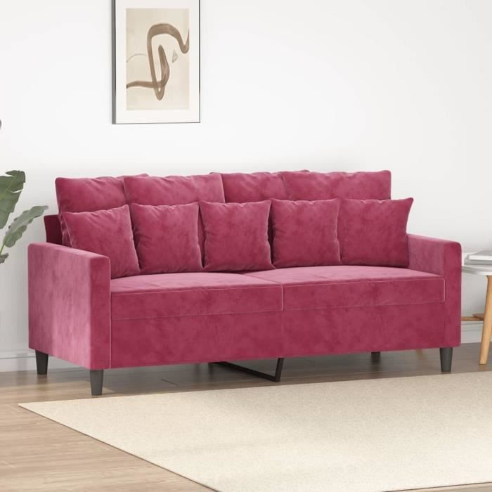 Canapé salon séjour | Canapé à 2 places | Rouge bordeaux 140 cm Velours 158x77x80 cm
