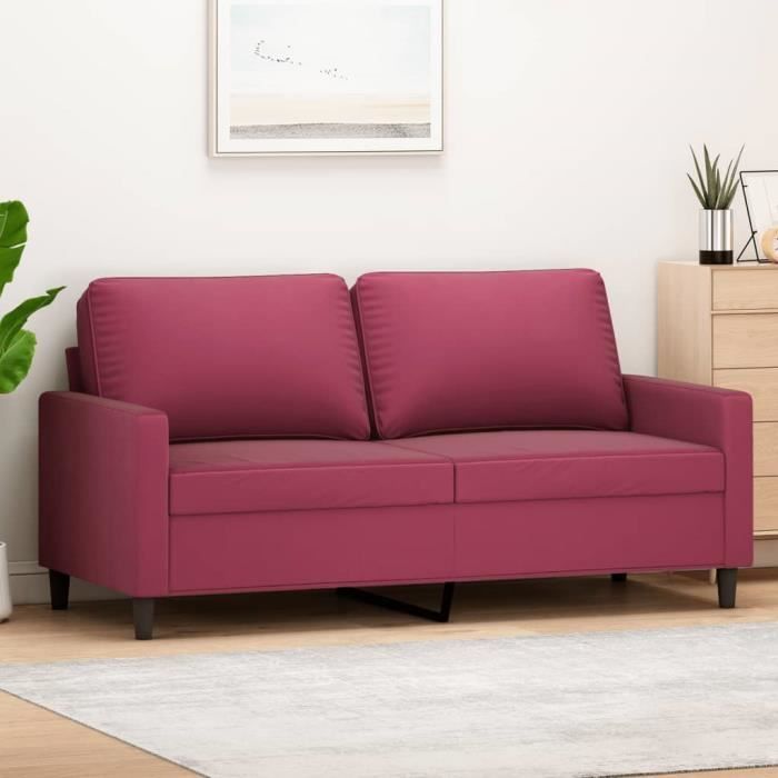 Canapé salon séjour | Canapé à 2 places | Rouge bordeaux 140 cm Velours 158x77x80 cm