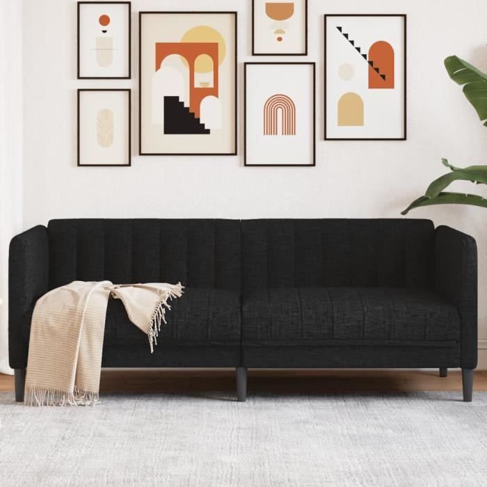 Canapé salon séjour | Canapé à 2 places | noir tissu 176x76,5x74,5 cm