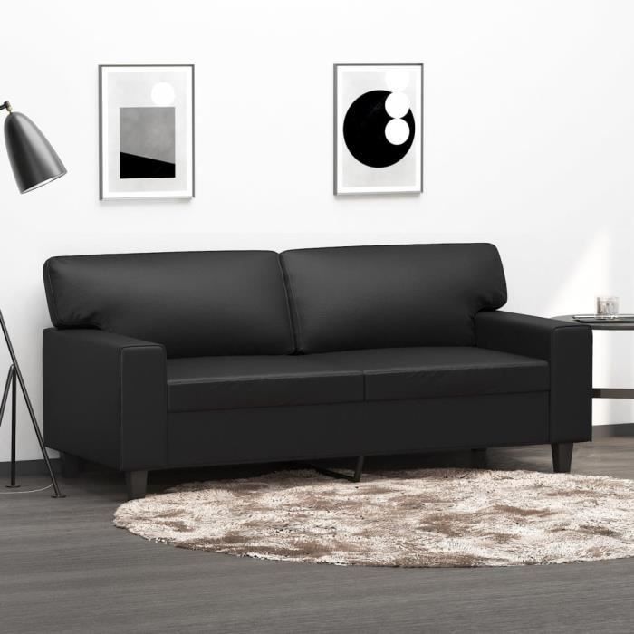 Canapé salon séjour | Canapé à 2 places | Noir 140 cm Similicuir 174x77x80 cm