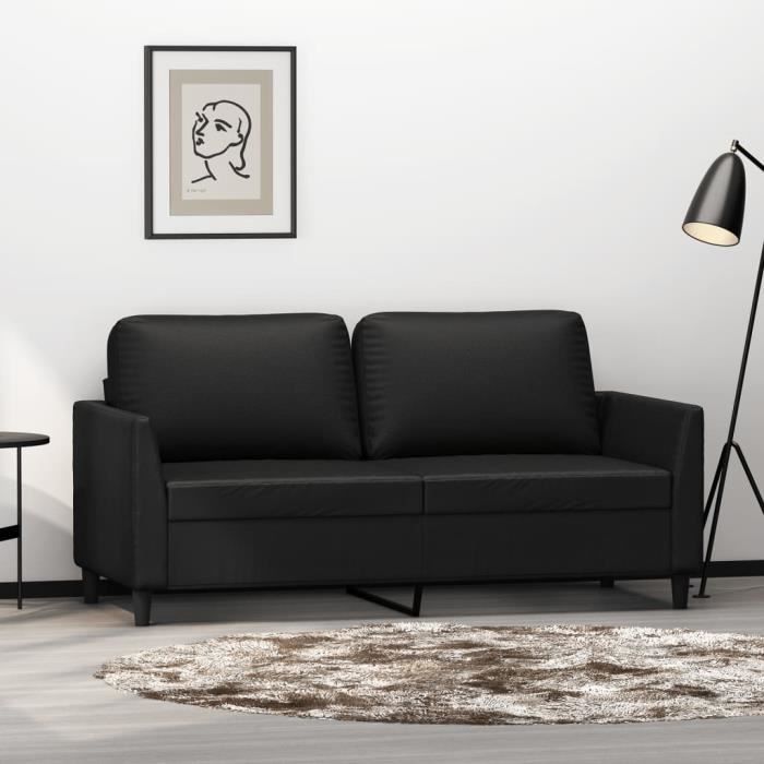 Canapé salon séjour | Canapé à 2 places | Noir 140 cm Similicuir 160x77x80 cm