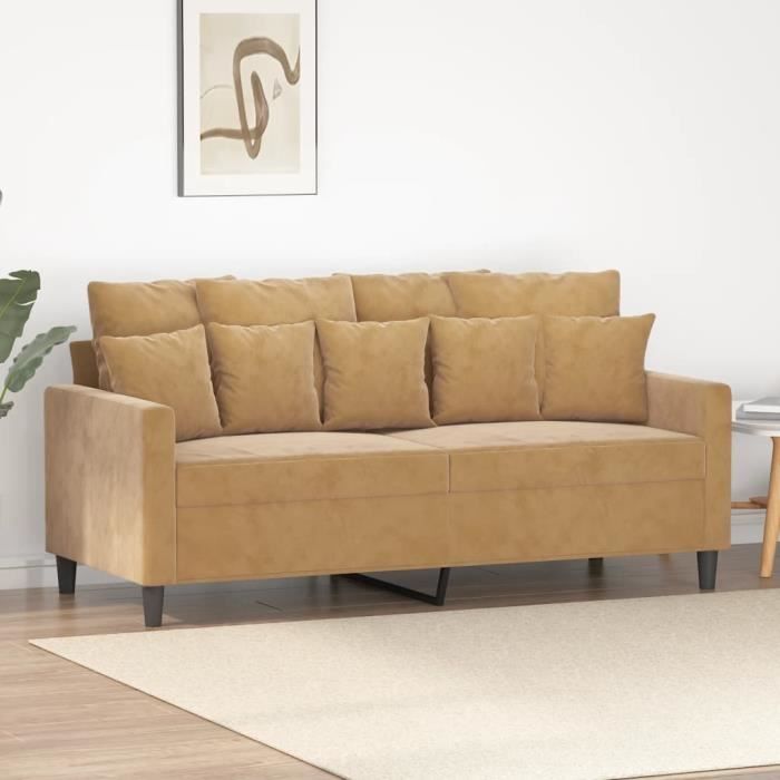 Canapé salon séjour | Canapé à 2 places | Marron 140 cm Velours 158x77x80 cm
