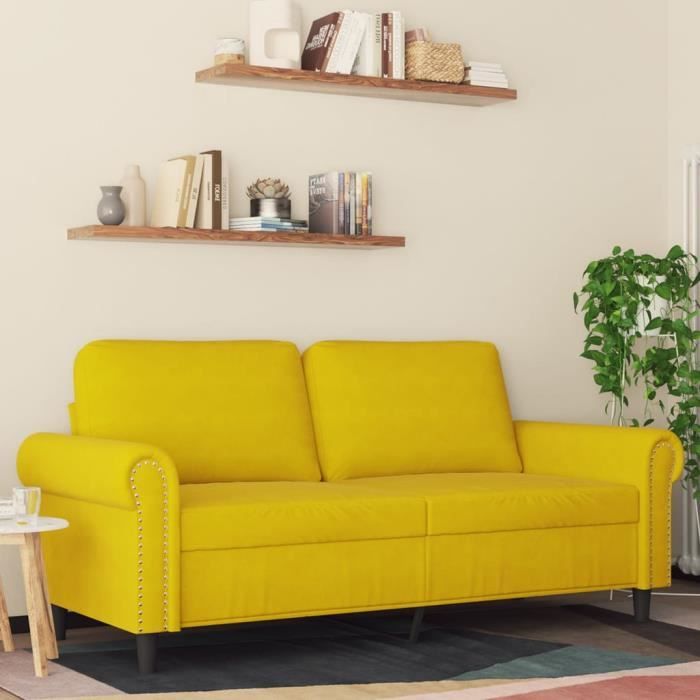 Canapé salon séjour | Canapé à 2 places | Jaune 140 cm Velours 172x77x80 cm