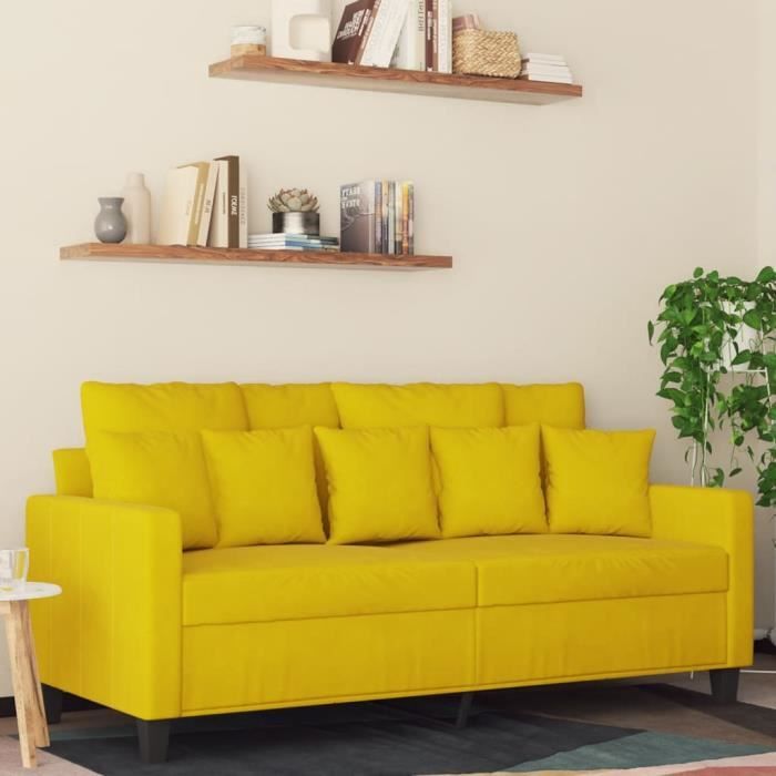 Canapé salon séjour | Canapé à 2 places | Jaune 140 cm Velours 158x77x80 cm