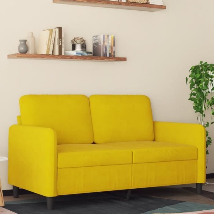 Canapé salon séjour | Canapé à 2 places | Jaune 120 cm Velours 138x77x80 cm