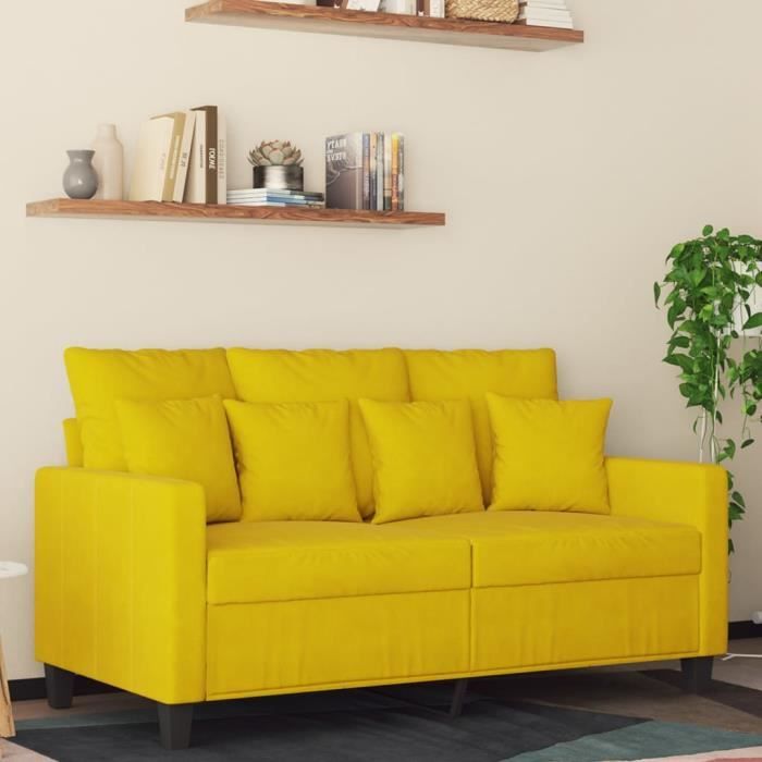 Canapé salon séjour | Canapé à 2 places | Jaune 120 cm Velours 138x77x80 cm