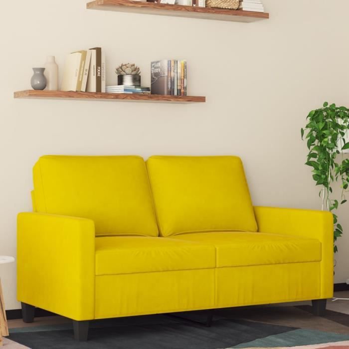 Canapé salon séjour | Canapé à 2 places | Jaune 120 cm Velours 138x77x80 cm