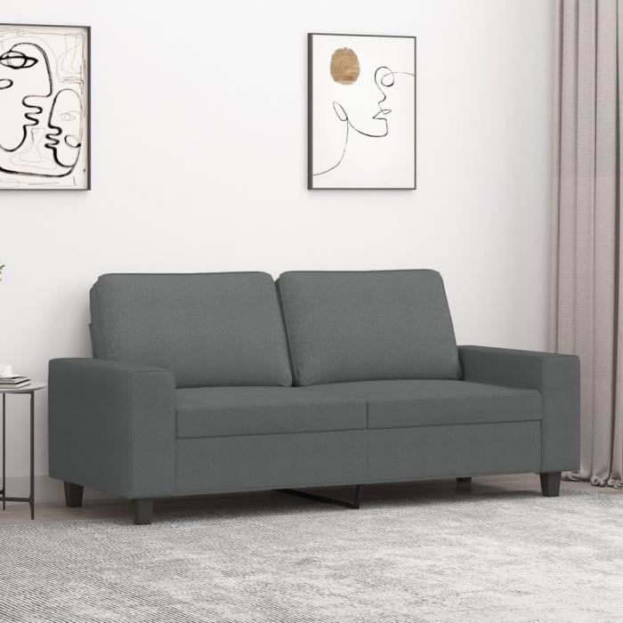 Canapé salon séjour | Canapé à 2 places | Gris foncé 140 cm Tissu 174x77x80 cm