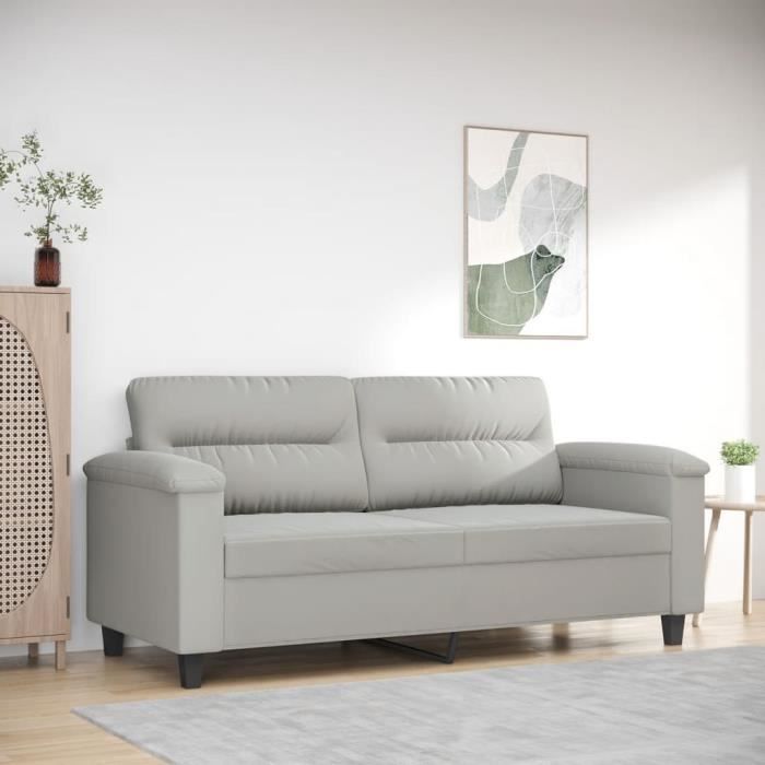 Canapé salon séjour | Canapé à 2 places | Gris clair 140 cm Tissu microfibre 170x77x80 cm