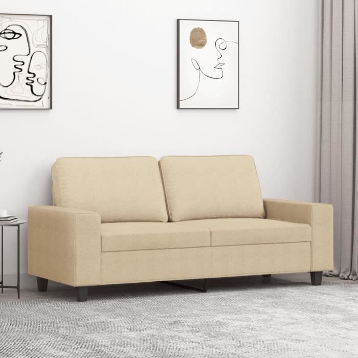 Canapé salon séjour | Canapé à 2 places | Crème 140 cm Tissu 174x77x80 cm