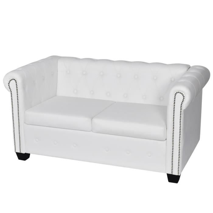 Canapé à 2 places Cuir synthétique Blanc
