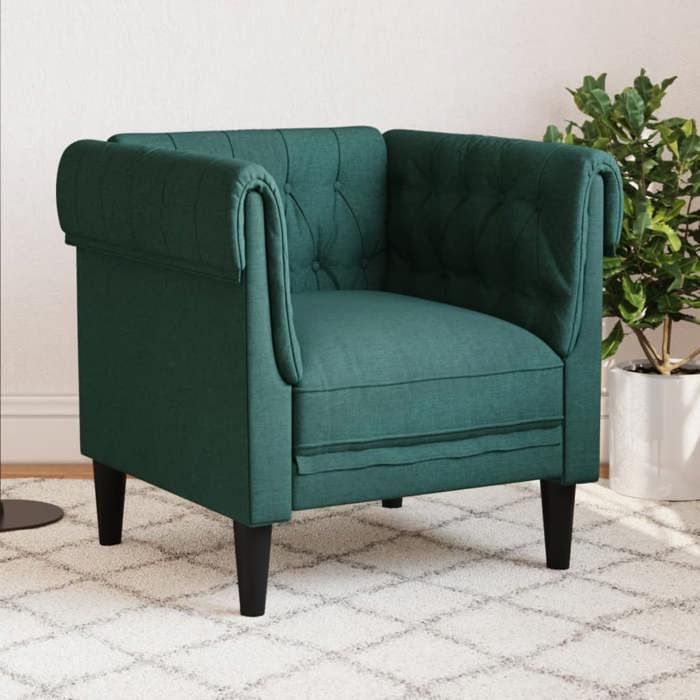 Canapé rétro salon/ Fauteuil Chesterfield - vert foncé tissu CC88903053