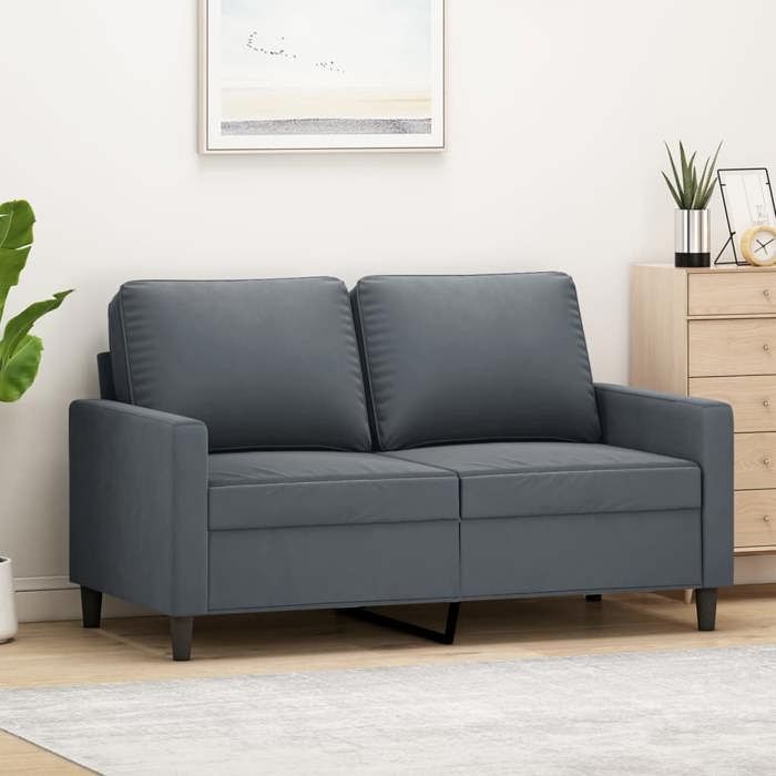 Canapé rétro salon/ Canapé à 2 places - gris foncé 120 cm - Velours CC12198556