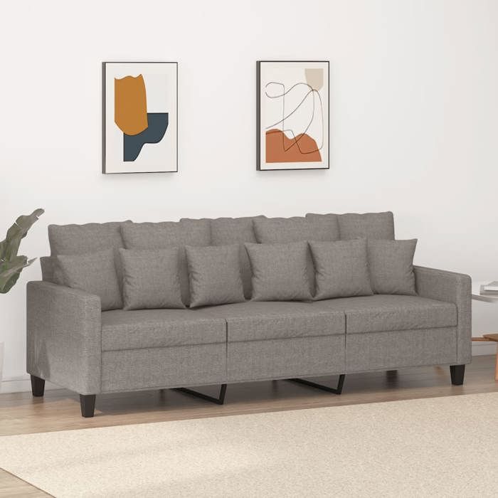 Canapé rétro salon/ Canapé à 3 places - Taupe 180 cm Tissu CC24080153