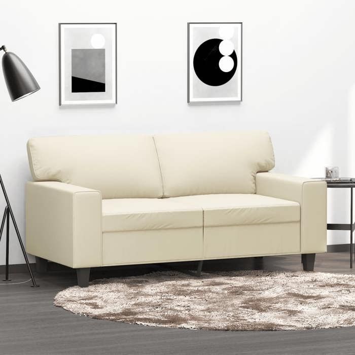 Canapé rétro salon/ Canapé à 2 places - Crème 120 cm - Similicuir CC88109453