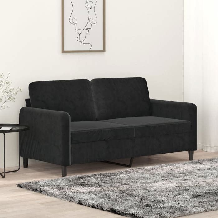 Canapé rétro salon/ Canapé à 2 places - noir 140 cm - Velours CC97024235