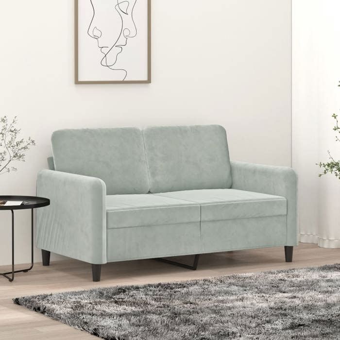 Canapé rétro salon/ Canapé à 2 places - gris clair - 120 cm - Velours CC60489009