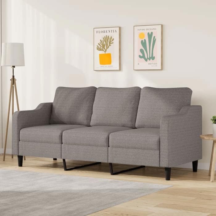 Canapé rétro salon/ Canapé à 3 places - Taupe 180 cm Tissu CC31896657
