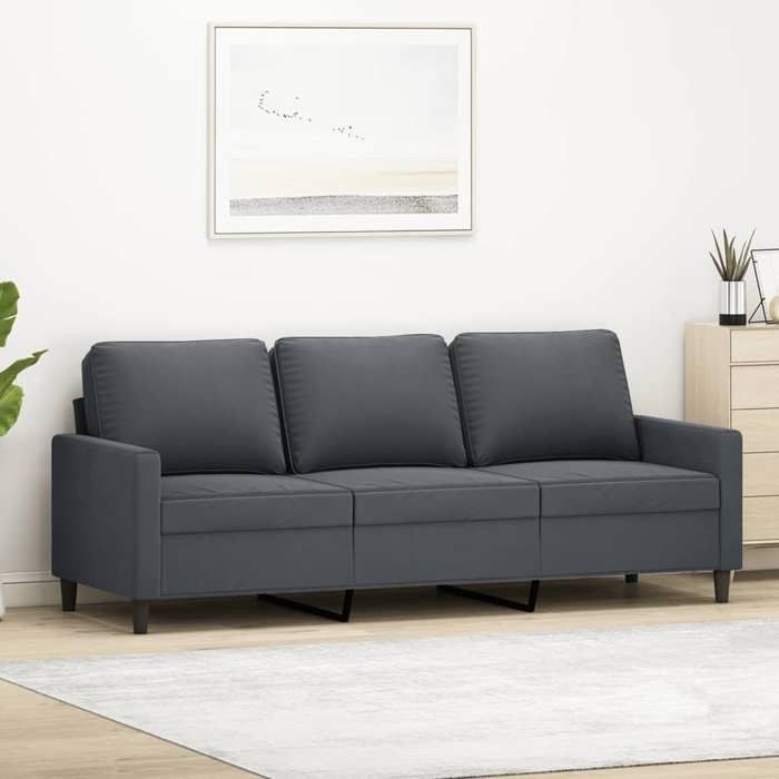 Canapé rétro salon/ Canapé à 3 places - gris foncé 180 cm - Velours CC33585889