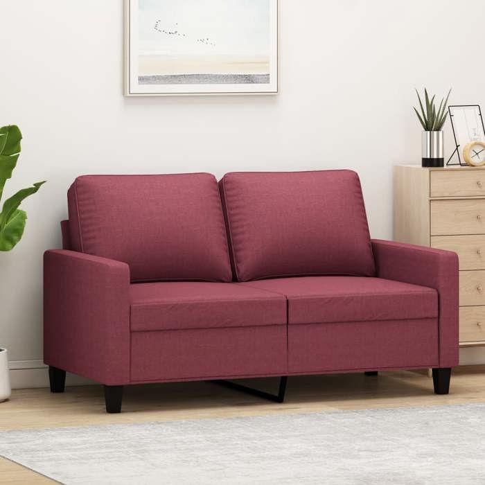 Canapé rétro salon/ Canapé à 2 places - Rouge bordeaux 120 cm Tissu CC44159254