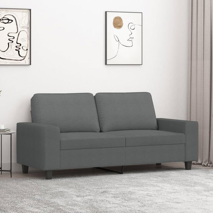 Canapé rétro salon/ Canapé à 2 places - gris foncé 140 cm Tissu CC61178276