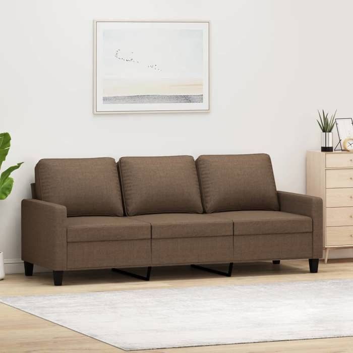 Canapé rétro salon/ Canapé à 3 places - Marron 180 cm Tissu CC31506434