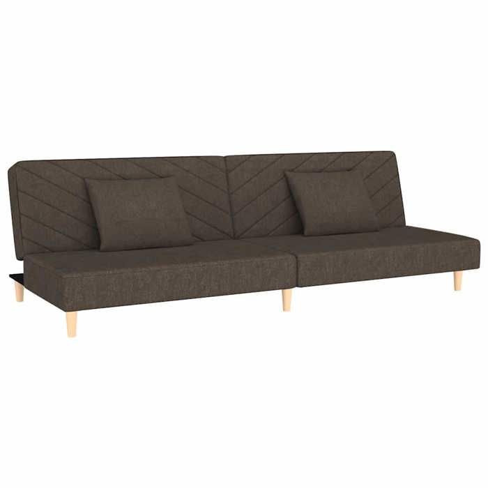 Canapé d'angle convertible/réversible - Elégance - Canapé-lit à 2 places avec deux oreillers marron tissu,25 Kg 96739