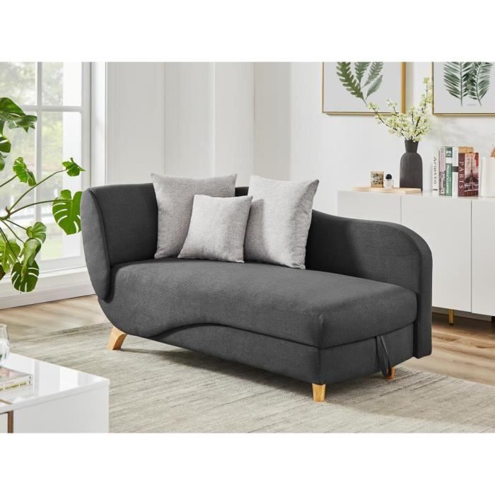 Méridienne - VENTE-UNIQUE - PENELOPE - Convertible - Coffre de rangement - Style scandinave