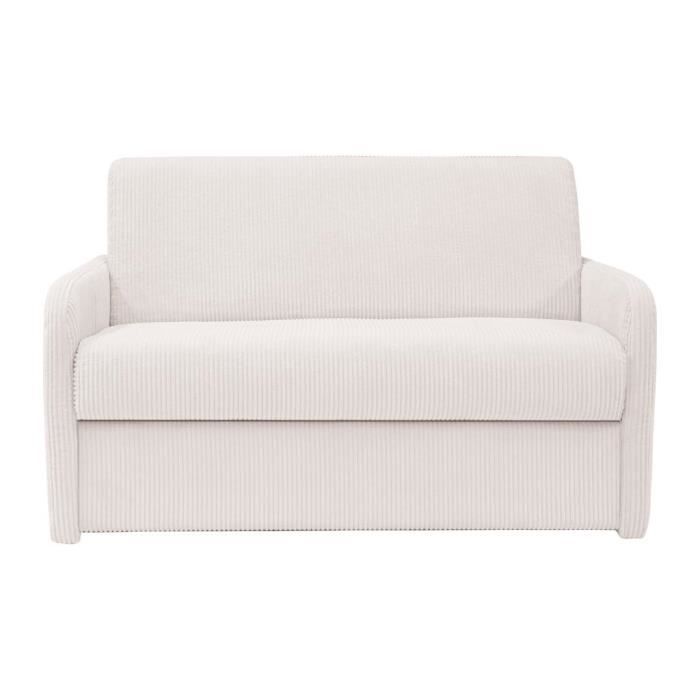 Fauteuil convertible express en velours côtelé beige - Couchage 100 cm - NADOA