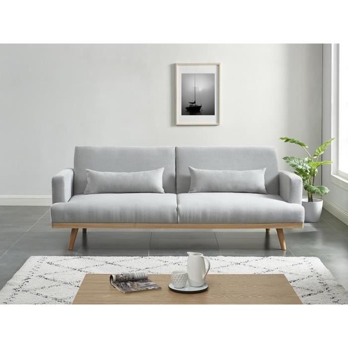 Canapé Tissu Gris clair - Vente-unique - ESME - Convertible - Scandinave - Moderne