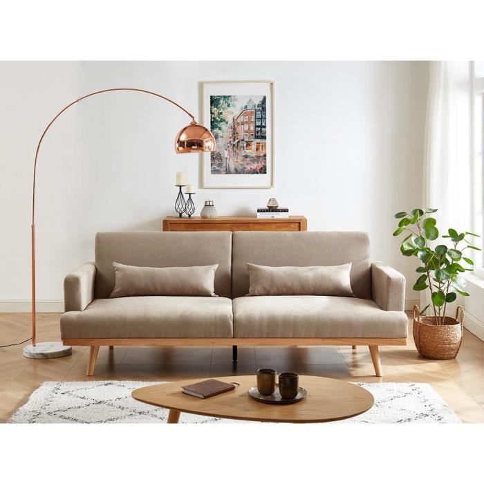 Canapé Tissu Beige - Vente-unique - ESME - Convertible - Scandinave - Moderne